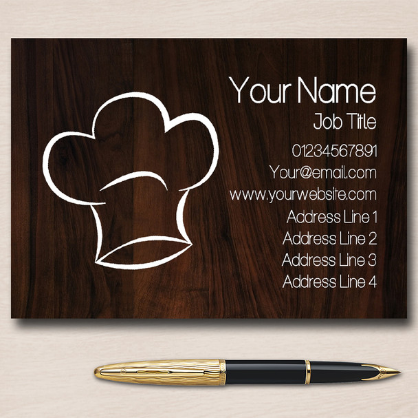 Dark Wood Chef Hat Personalised Business Cards