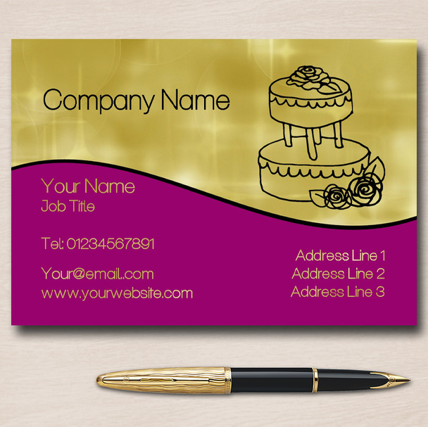 Gold And Purple Cake Personalised Business Cards