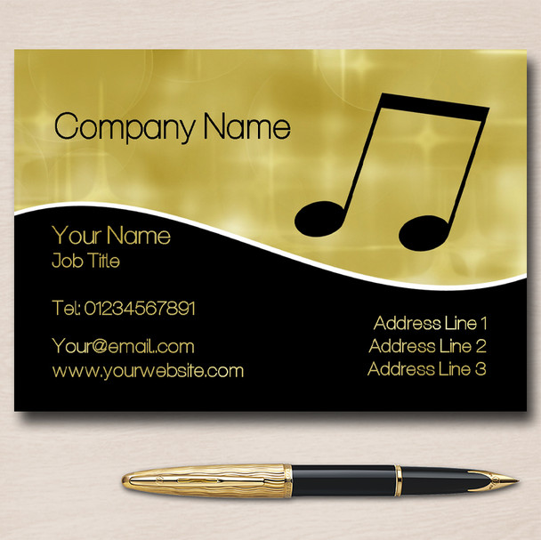 Gold Black Music Personalised Business Cards