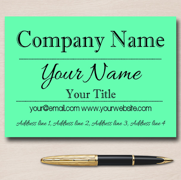 Mint Green Classique Personalised Business Cards