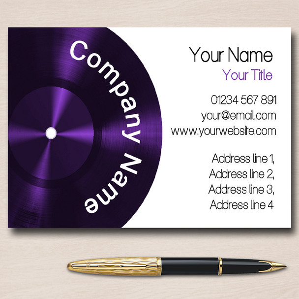 Purple Lp Music Record Personalised Business Cards