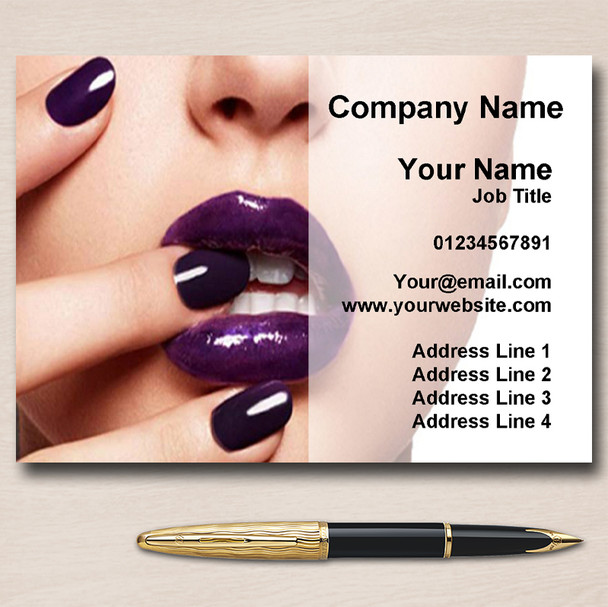 Nail Salon Manicure Pedicure Purple Personalised Business Cards