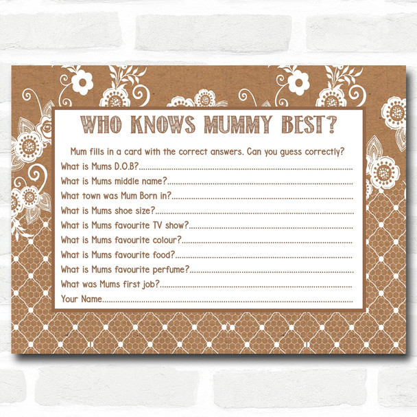 Burlap & Lace Baby Shower Games Who Knows Mum Best Cards Burlap & Lace Baby Shower Games Who Knows Mum Best Cards