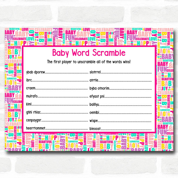 Fun Words Baby Shower Games Word Scramble Cards