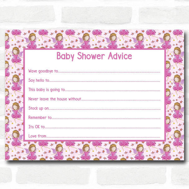 Girl Fairy Baby Shower Games Advice To Parents Cards