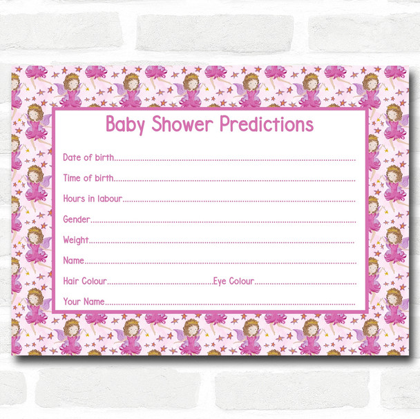 Girl Fairy Baby Shower Games Predictions Cards