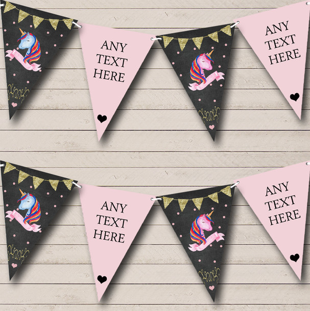 Chalk Gold Girls Unicorn Children's Party Bunting