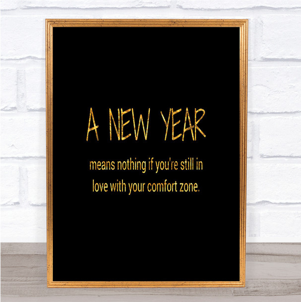 A New Year Quote Print Black & Gold Wall Art Picture