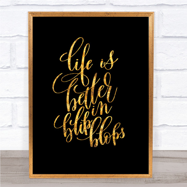 Life Is Better In Flip Flops Quote Print Black & Gold Wall Art Picture