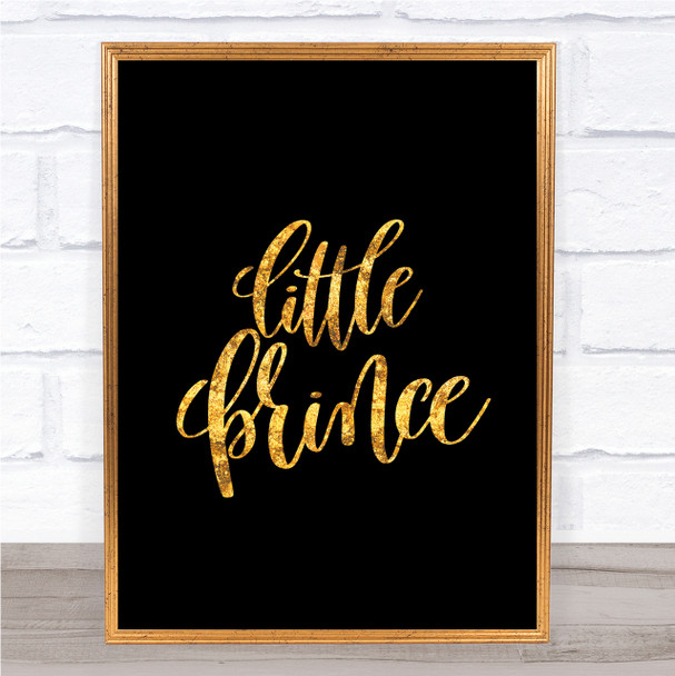 Little Prince Quote Print Black & Gold Wall Art Picture
