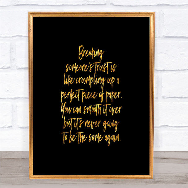Never Be The Same Quote Print Black & Gold Wall Art Picture