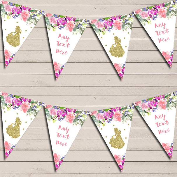 Watercolour Floral Princess Children's Birthday Bunting Garland Party Banner