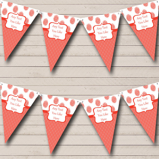 Summer Coral Flowers White Christening Baptism Bunting