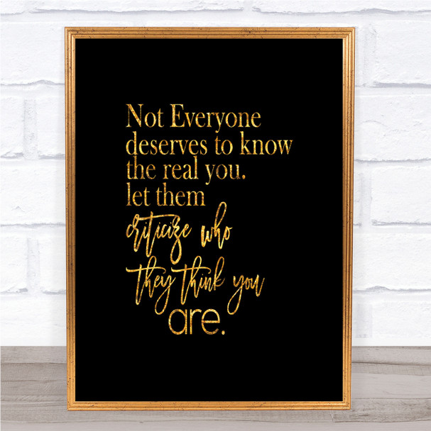 Real You Quote Print Black & Gold Wall Art Picture Real You Quote Print Black & Gold Wall Art Picture