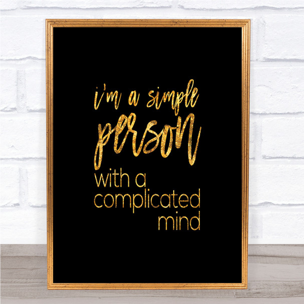 Simple Person Quote Print Black & Gold Wall Art Picture