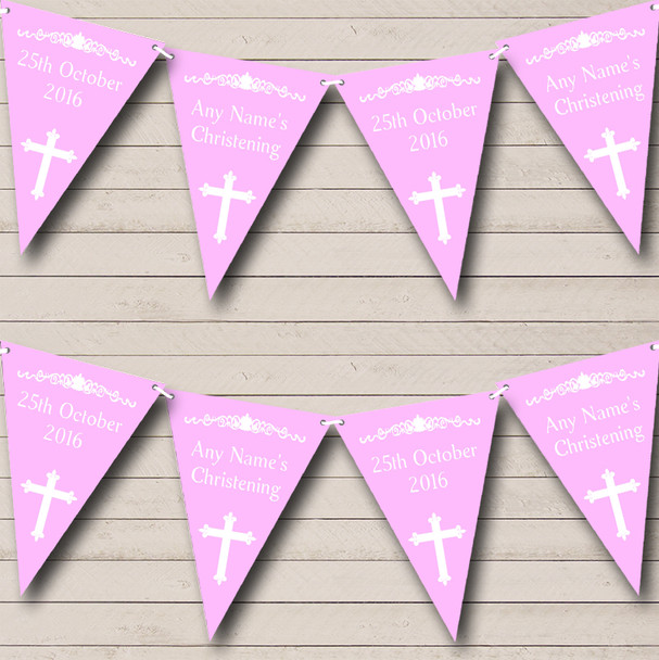 Cross Holy Communion Pink And White Christening Baptism Bunting