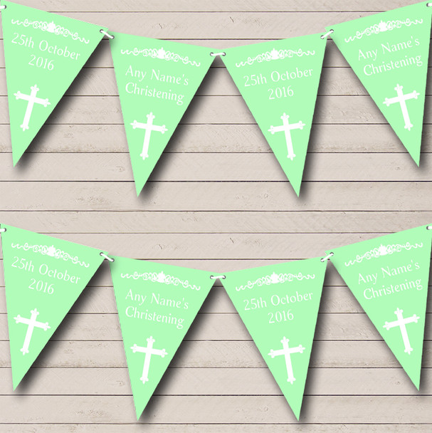 Cross Holy Communion Blue And Green Christening Baptism Bunting