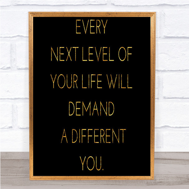 Demand A Different You Quote Print Black & Gold Wall Art Picture
