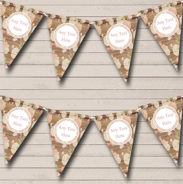 Shabby Chic Vintage Wood & Roses Christening Bunting