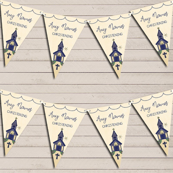 Blue Christening Baptism Party Decoration Christening Bunting Party Banner