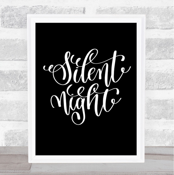 Christmas Silent Night Quote Print Black & White
