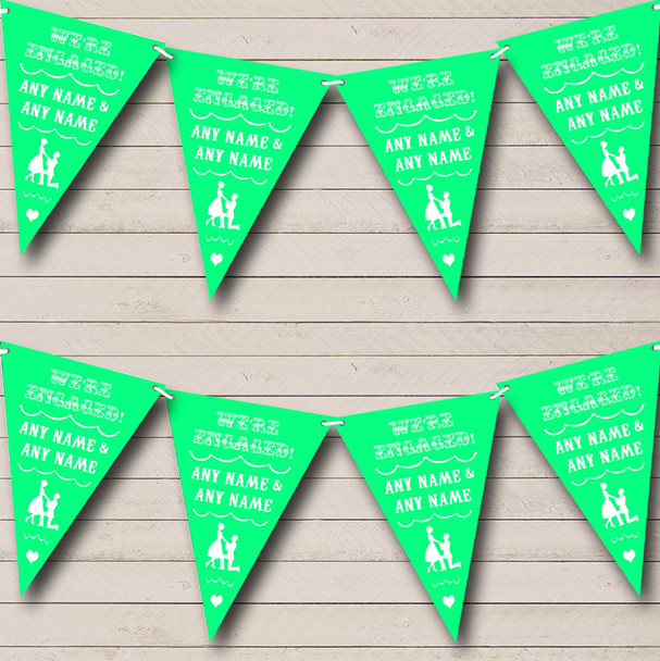 Vintage Text Engagement Mint Green Engagement Party Bunting