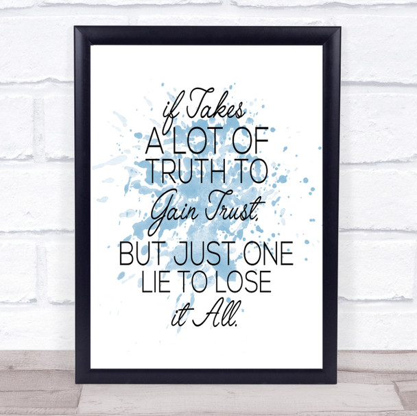 A Lot Of Truth Inspirational Quote Print Blue Watercolour Poster