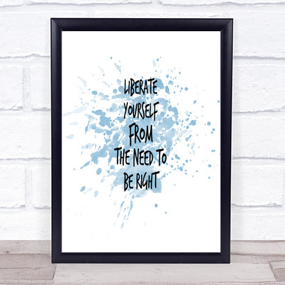 Liberate Yourself Inspirational Quote Print Blue Watercolour Poster