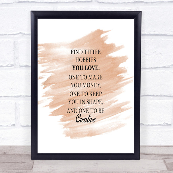 Hobbies Quote Print Watercolour Wall Art