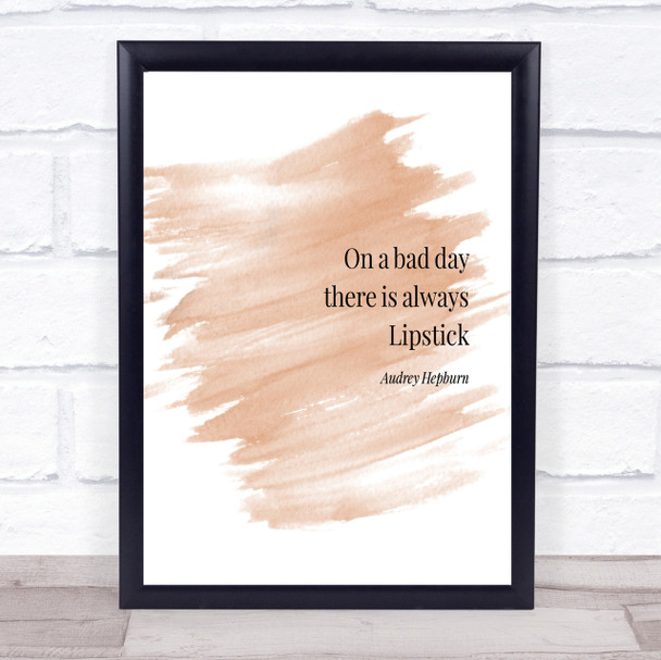 Audrey Hepburn Lipstick Quote Print Watercolour Wall Art