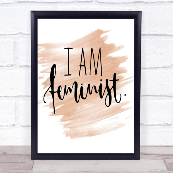 I Am Feminist Quote Print Watercolour Wall Art