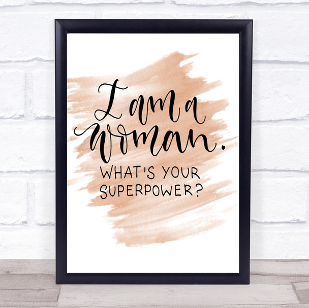 I Am Woman Quote Print Watercolour Wall Art