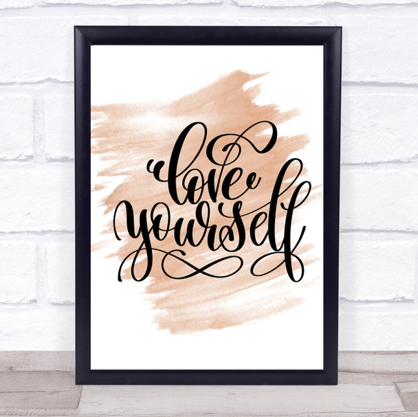 Love Yourself Swirl Quote Print Watercolour Wall Art