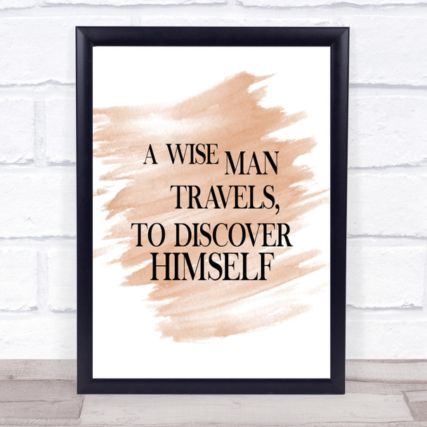 Man Travels Quote Print Watercolour Wall Art