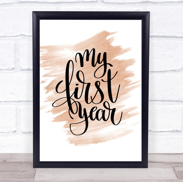 My First Year Quote Print Watercolour Wall Art