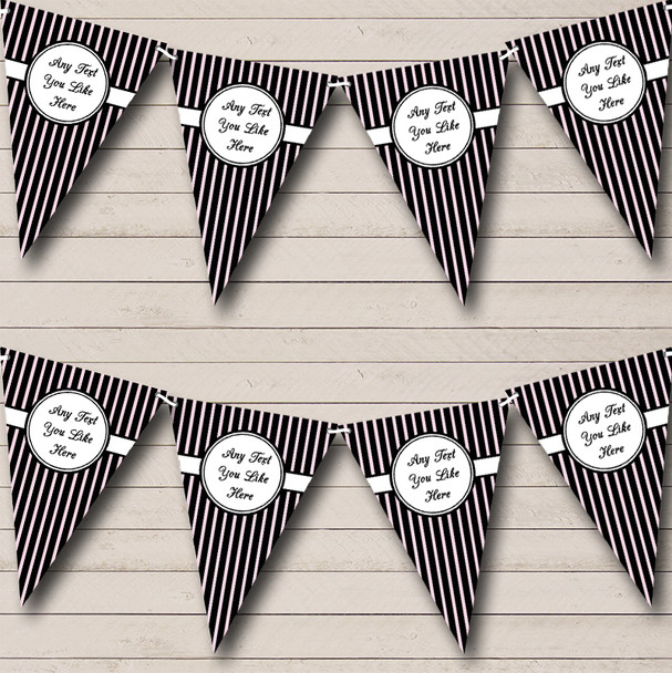 Pink & Black Chic Stripes Hen Do Night Party Bunting