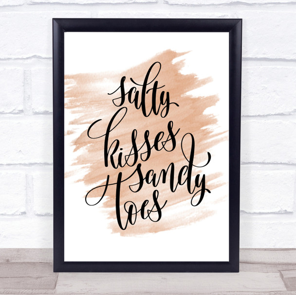 Salty Kisses Sandy Toes Quote Print Watercolour Wall Art