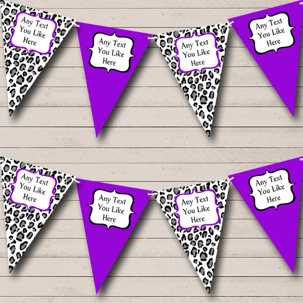 Black White & Purple Animal Print Hen Do Night Party Bunting