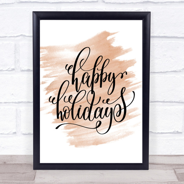 Christmas Happy Holidays Quote Print Watercolour Wall Art
