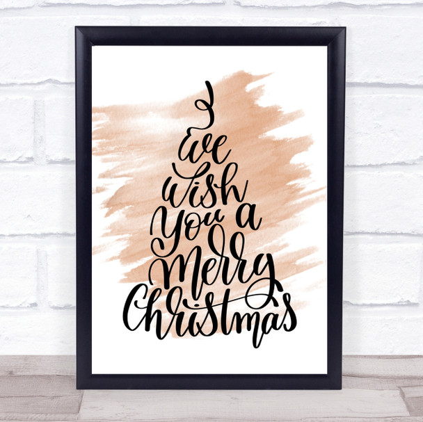 Christmas I Wish You A Merry Xmas Quote Print Watercolour Wall Art