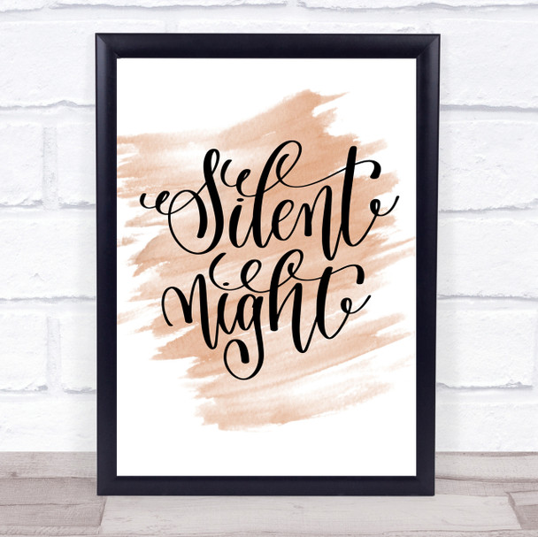 Christmas Silent Night Quote Print Watercolour Wall Art