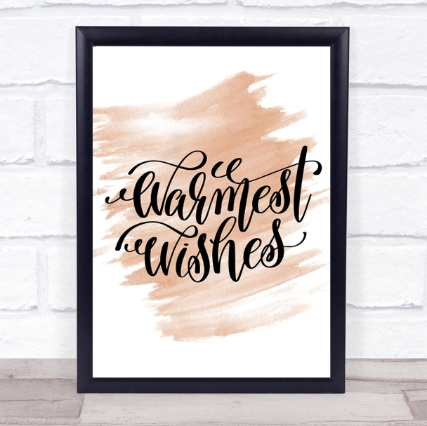 Christmas Warmest Wishes Quote Print Watercolour Wall Art