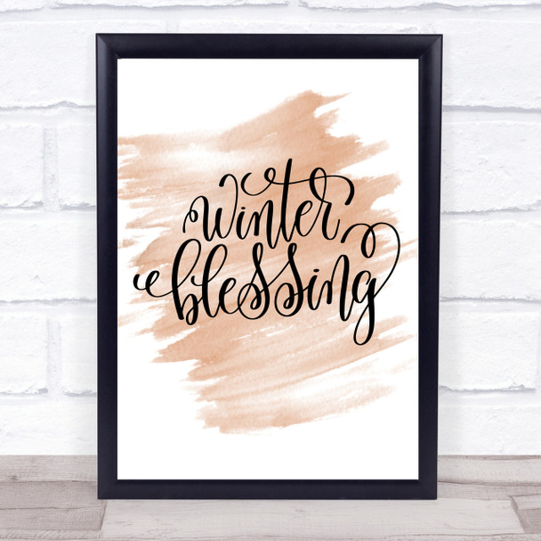 Christmas Winter Blessing Quote Print Watercolour Wall Art