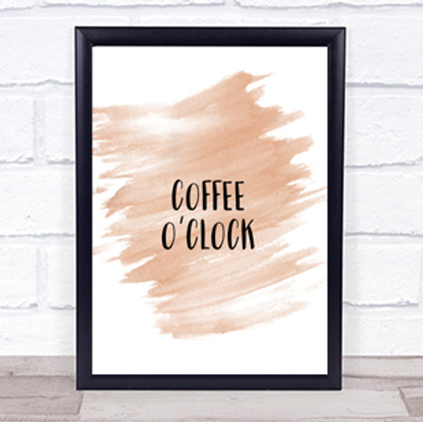 Coffee O'clock Quote Print Watercolour Wall Art