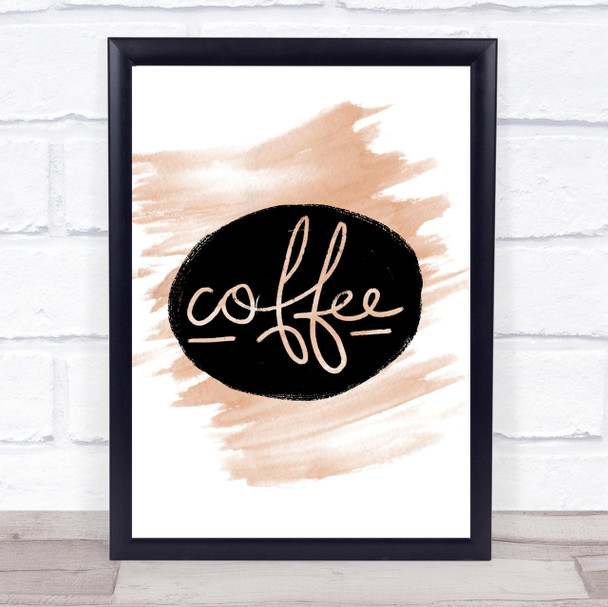 Coffee Black Circle Quote Print Watercolour Wall Art