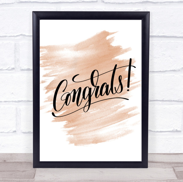 Congrats Quote Print Watercolour Wall Art