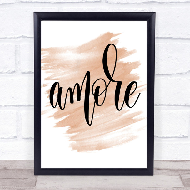 Amore Quote Print Watercolour Wall Art