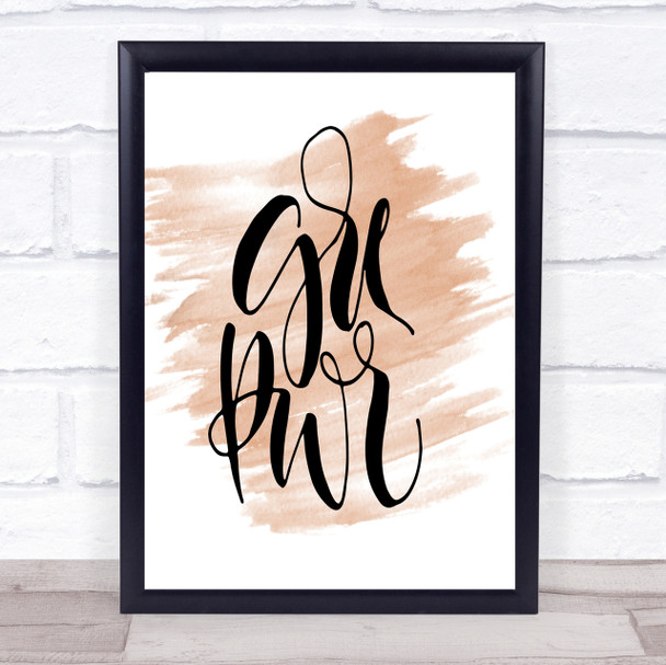 Girl Power Text Quote Print Watercolour Wall Art