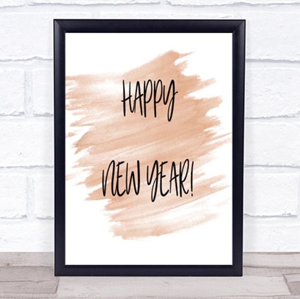 Happy New Year Quote Print Watercolour Wall Art