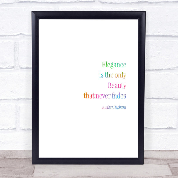 Audrey Hepburn Elegance Rainbow Quote Print